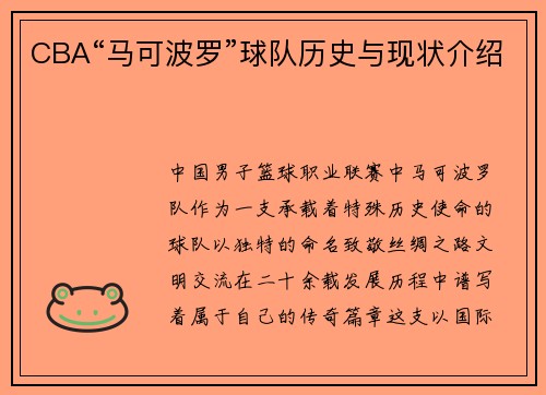 CBA“马可波罗”球队历史与现状介绍
